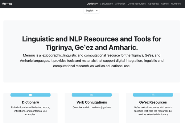 A screenshot of the landing page