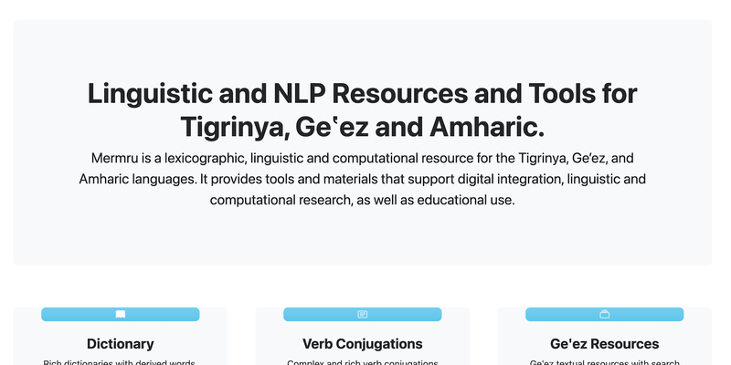 A screenshot of the landing page