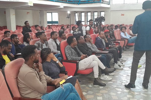 Gebrekirstos giving public lecture in Mekelle, Tigray
